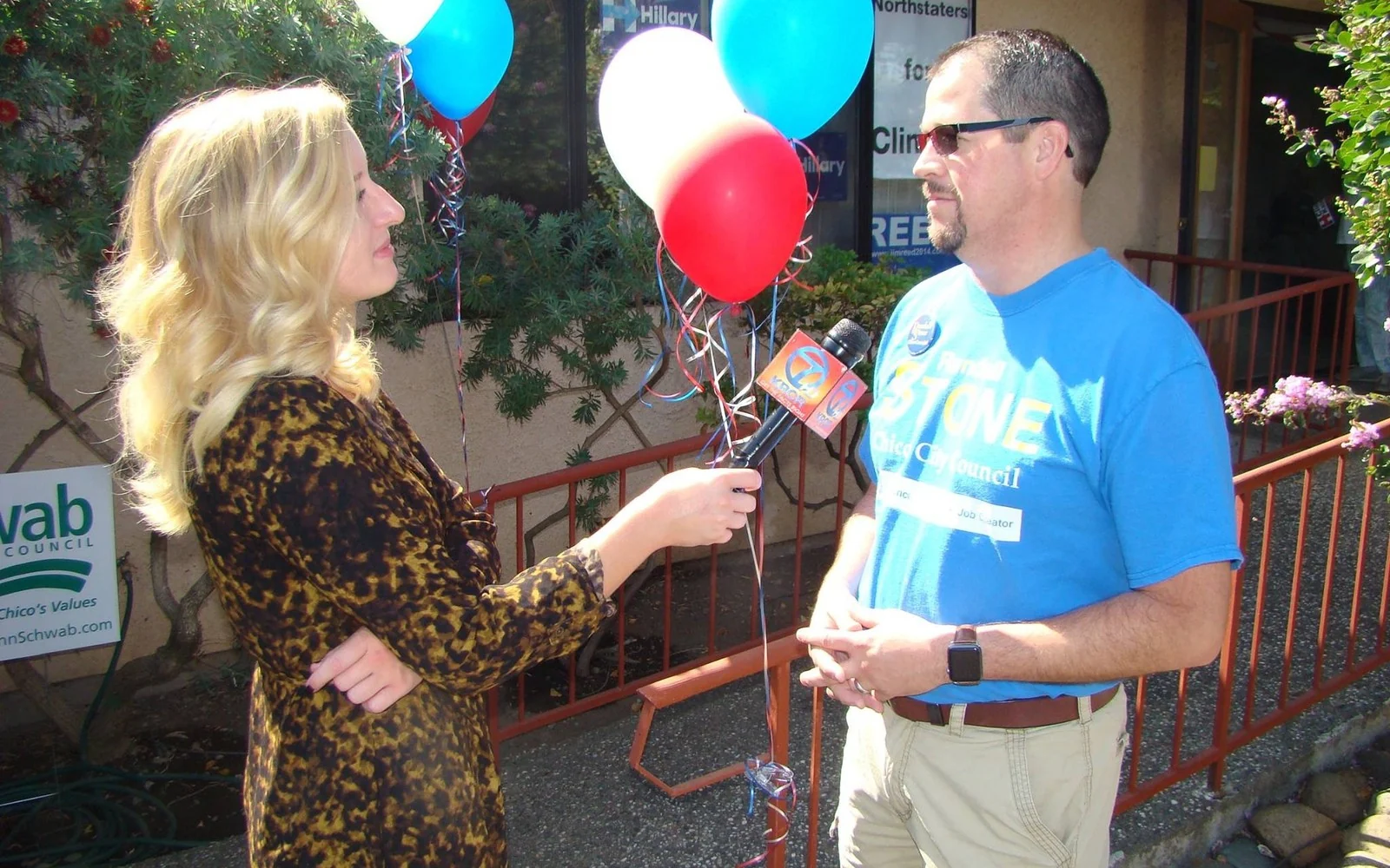 Randall Stone giving a television interview during the 2016 campaign