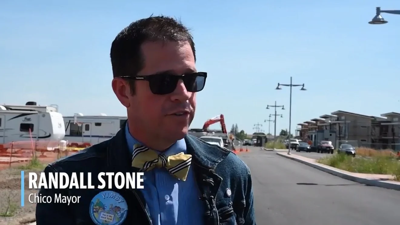 Mayor Randall Stone during a housing development television interview